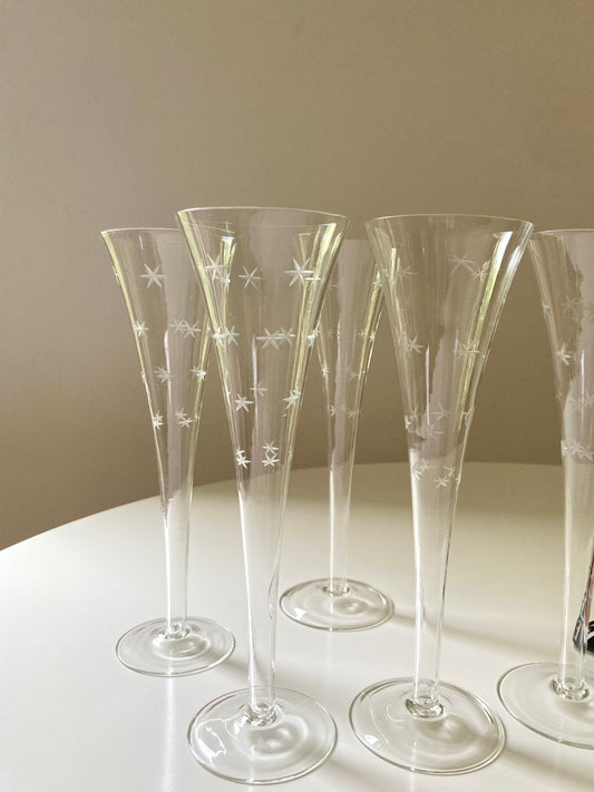 Set di 6 flute vintage con stelline