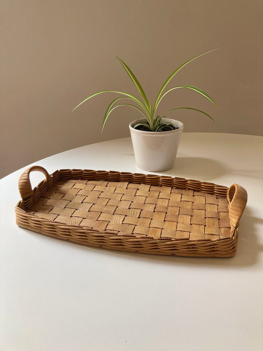 Vintage woven wooden tray