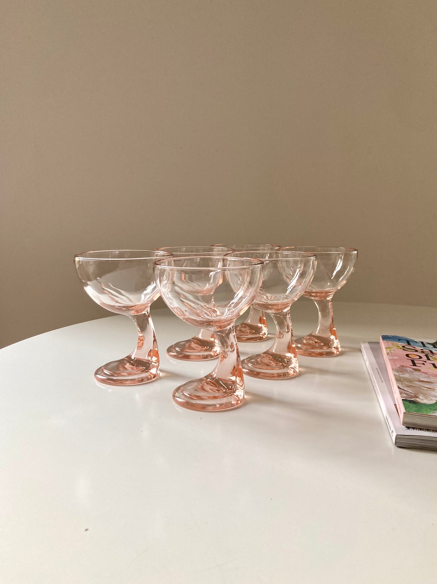 Pink glass dessert cups