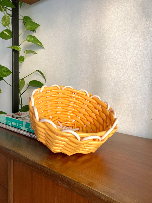 Handmade plastic woven basket