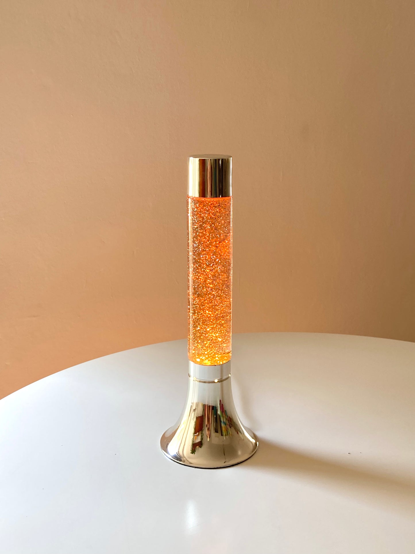 Orange lava lamp with glitter