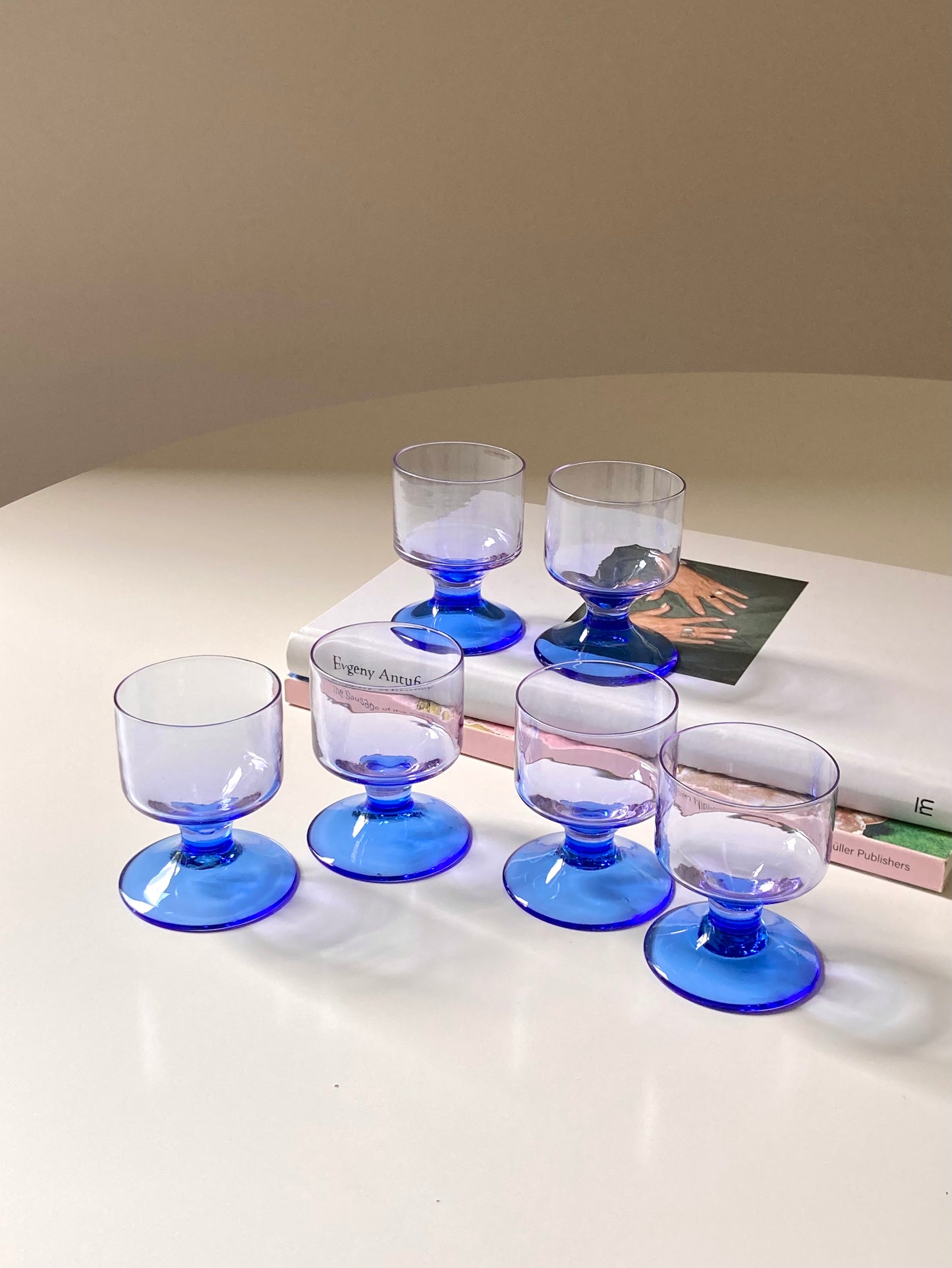 Set of 6 purple and blue bitter glasses