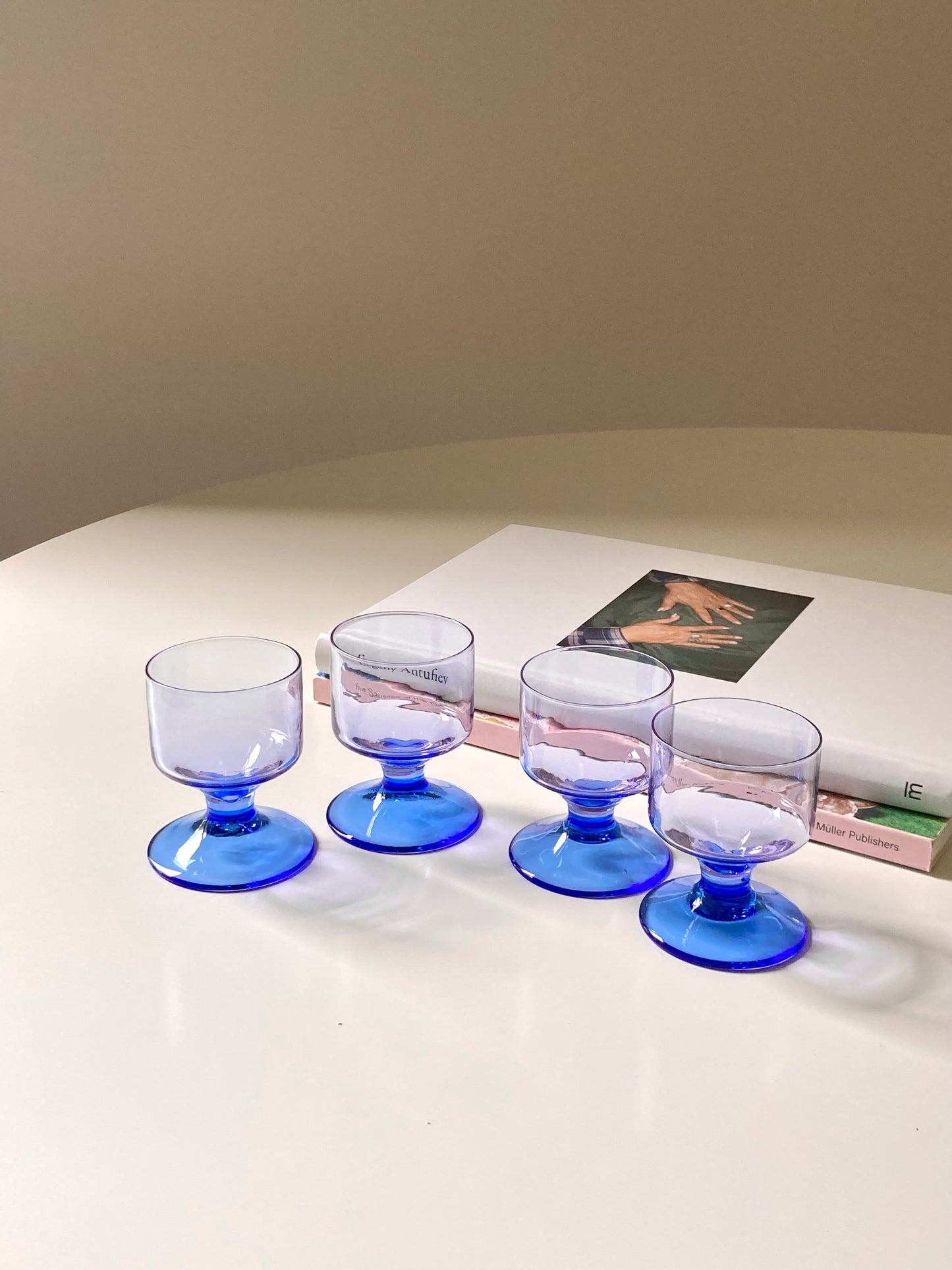 Set of 6 purple and blue bitter glasses