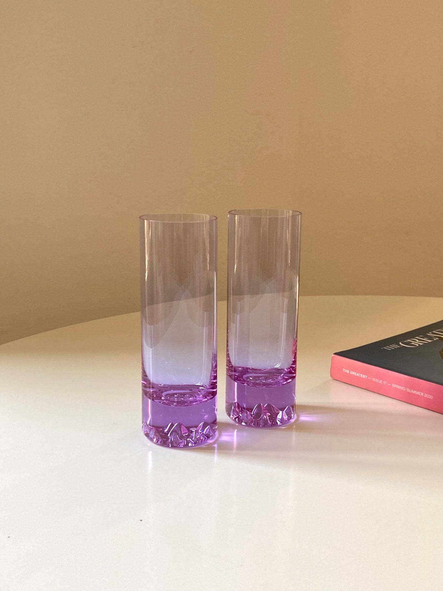 Set of 6 tall glasses in alexandrite glass