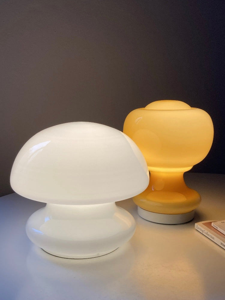 Lampada space age a fungo bianca
