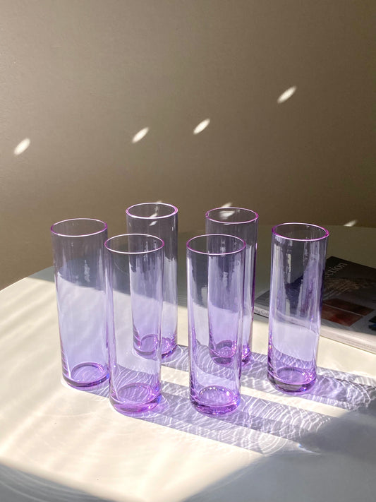 Set of 6 tall alexandrite glass glasses