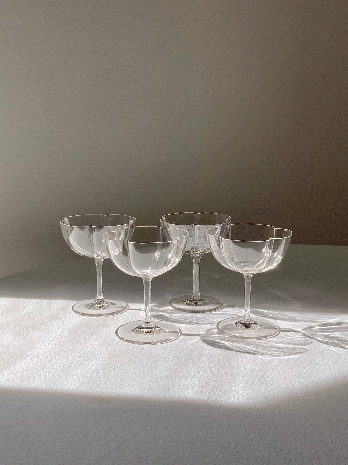 Flower-shaped blown glass goblets