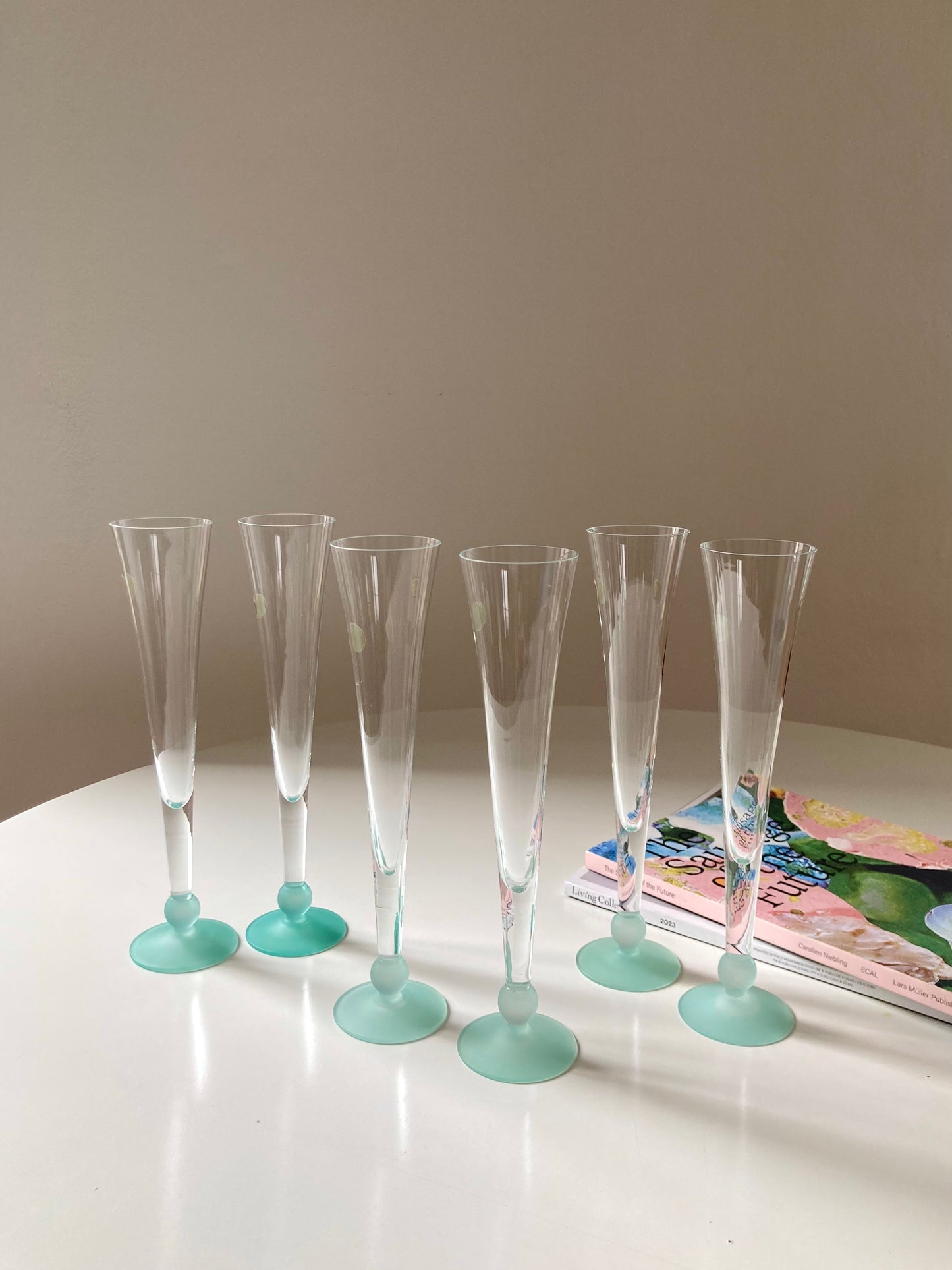 Set of 6 Bohemian crystal flutes