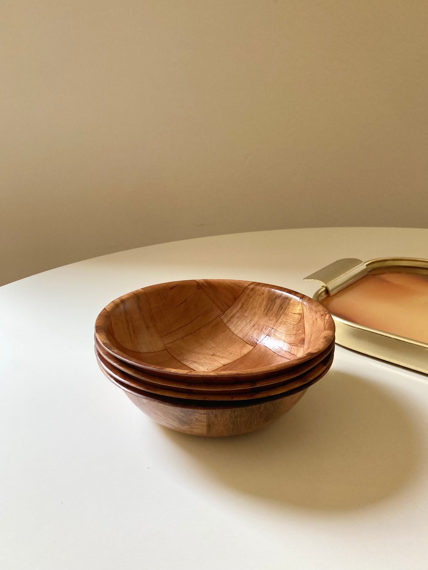 Set di 4 ciotole vintage in legno