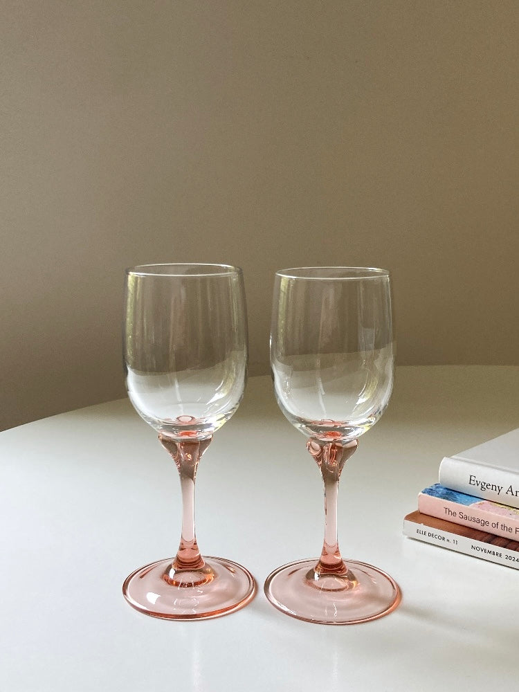 Set di 8 calici vintage con stelo rosa