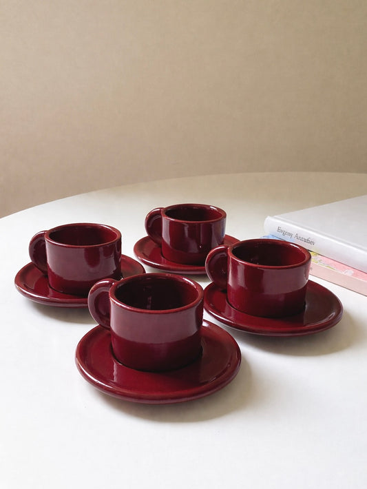 Set 4 tazzine da caffè amaranto