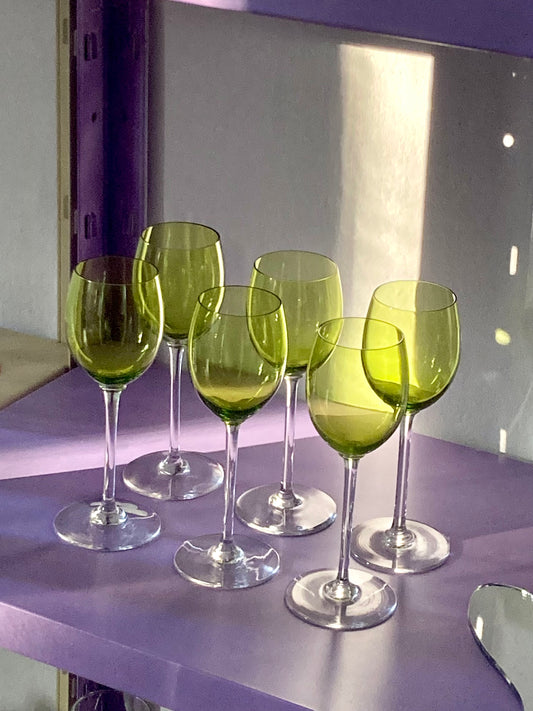 Set di 6 calici vintage francesi verdi