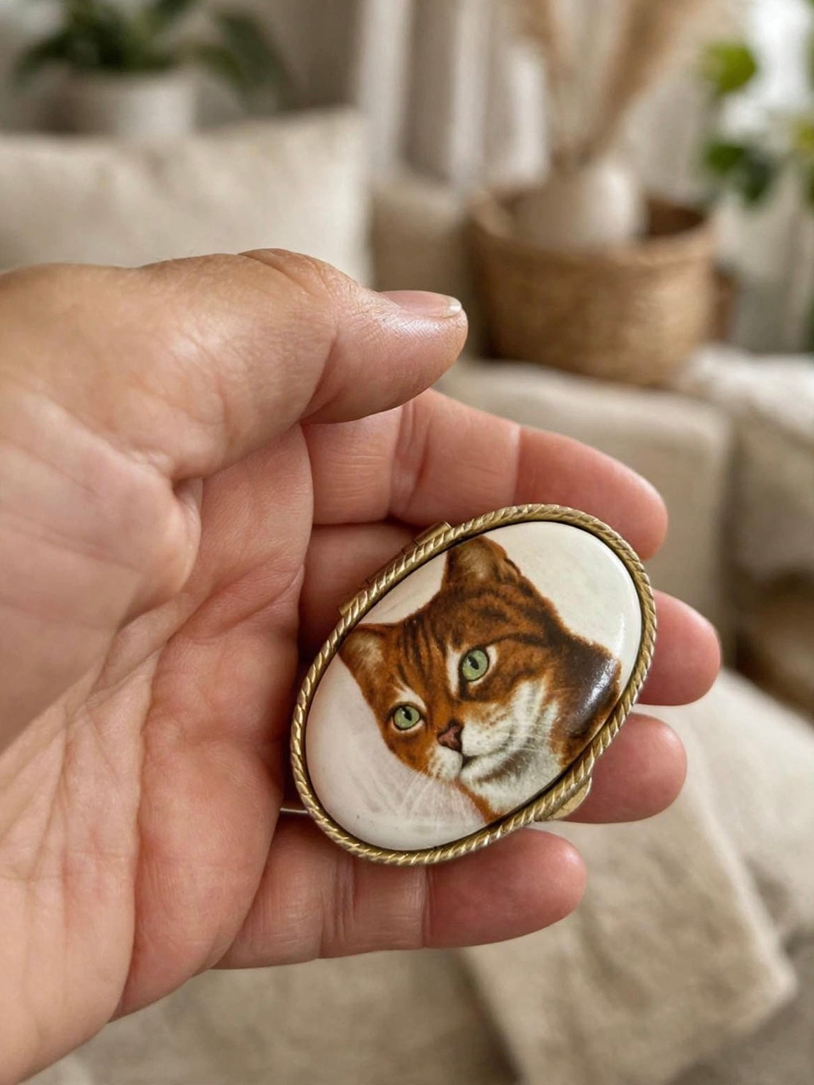 Portapillole vintage con gatto rosso