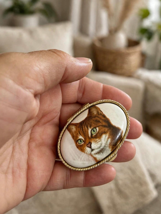 Portapillole vintage con gatto rosso