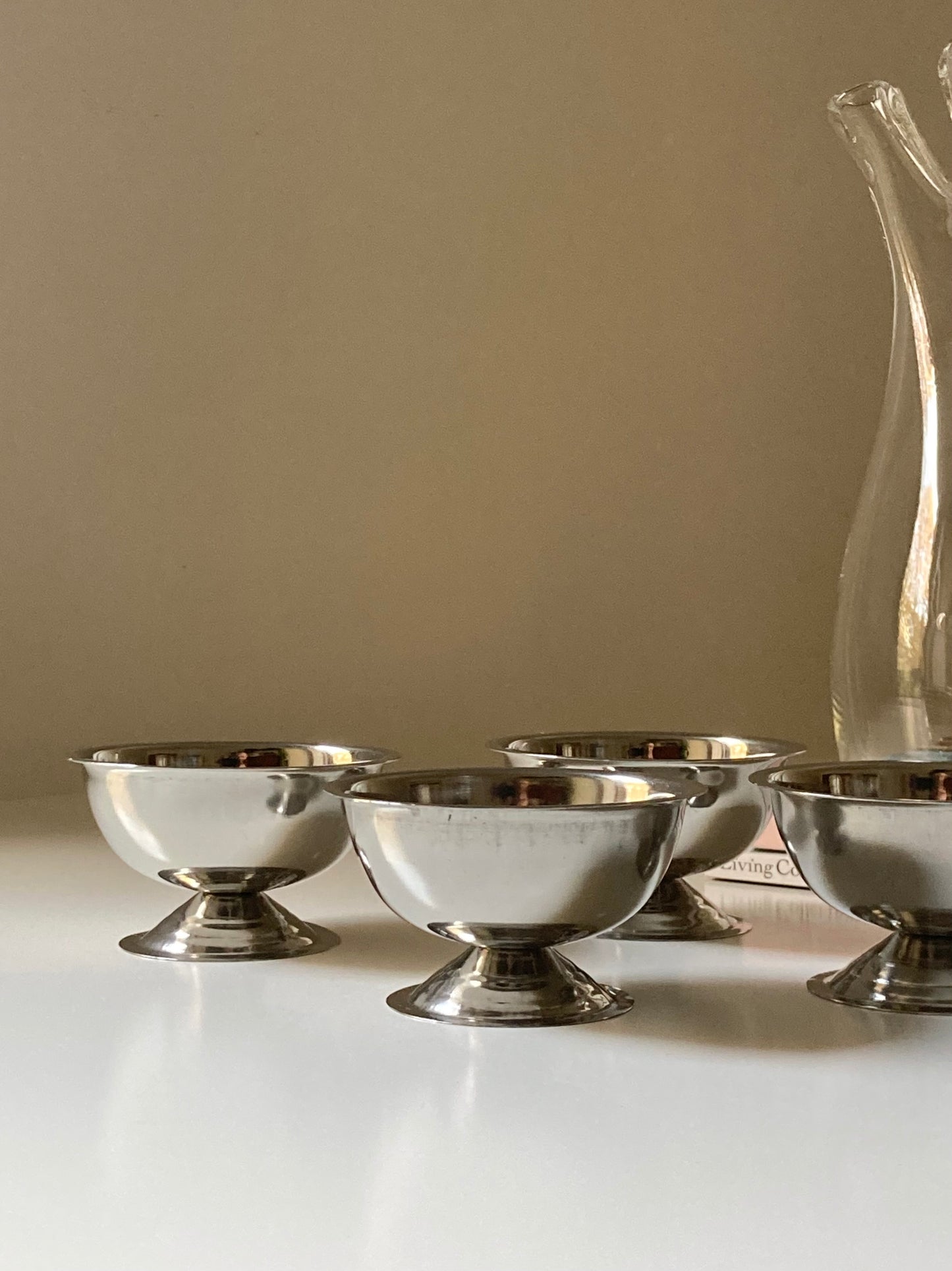 Set 4 coppette vintage in acciaio