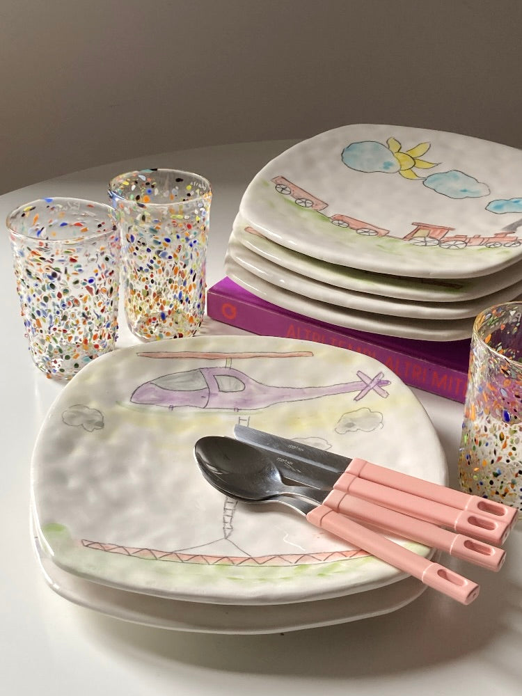 Set 8 posate Abert con manico rosa