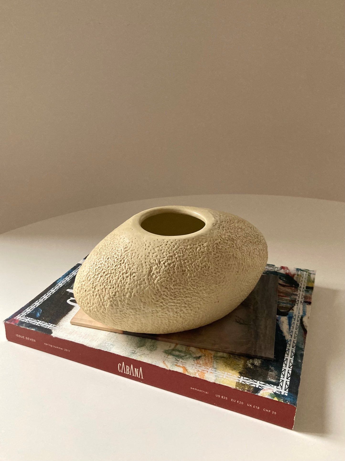 Oval vase with rough texture