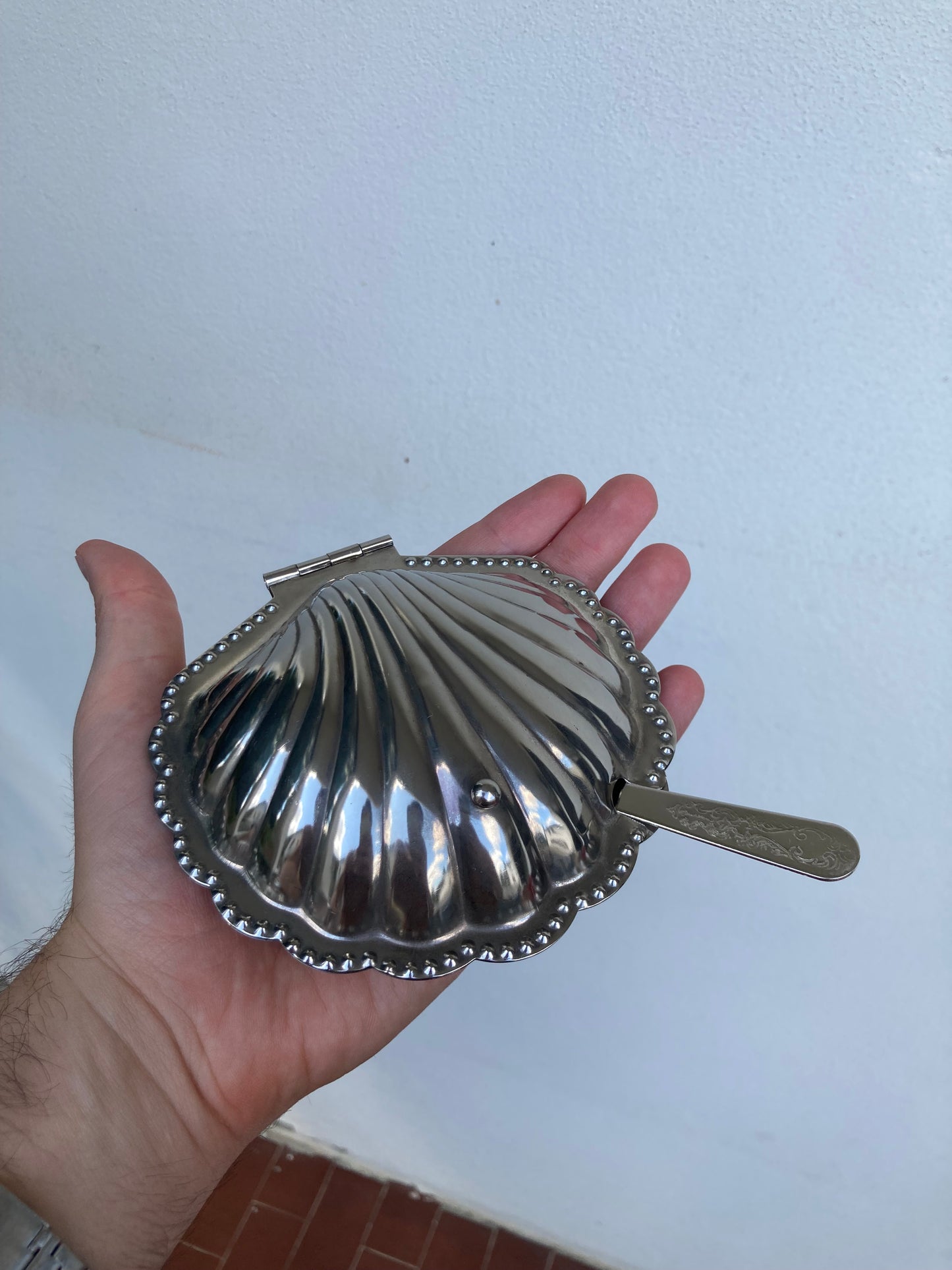 Ciotola conchiglia vintage con spatolina