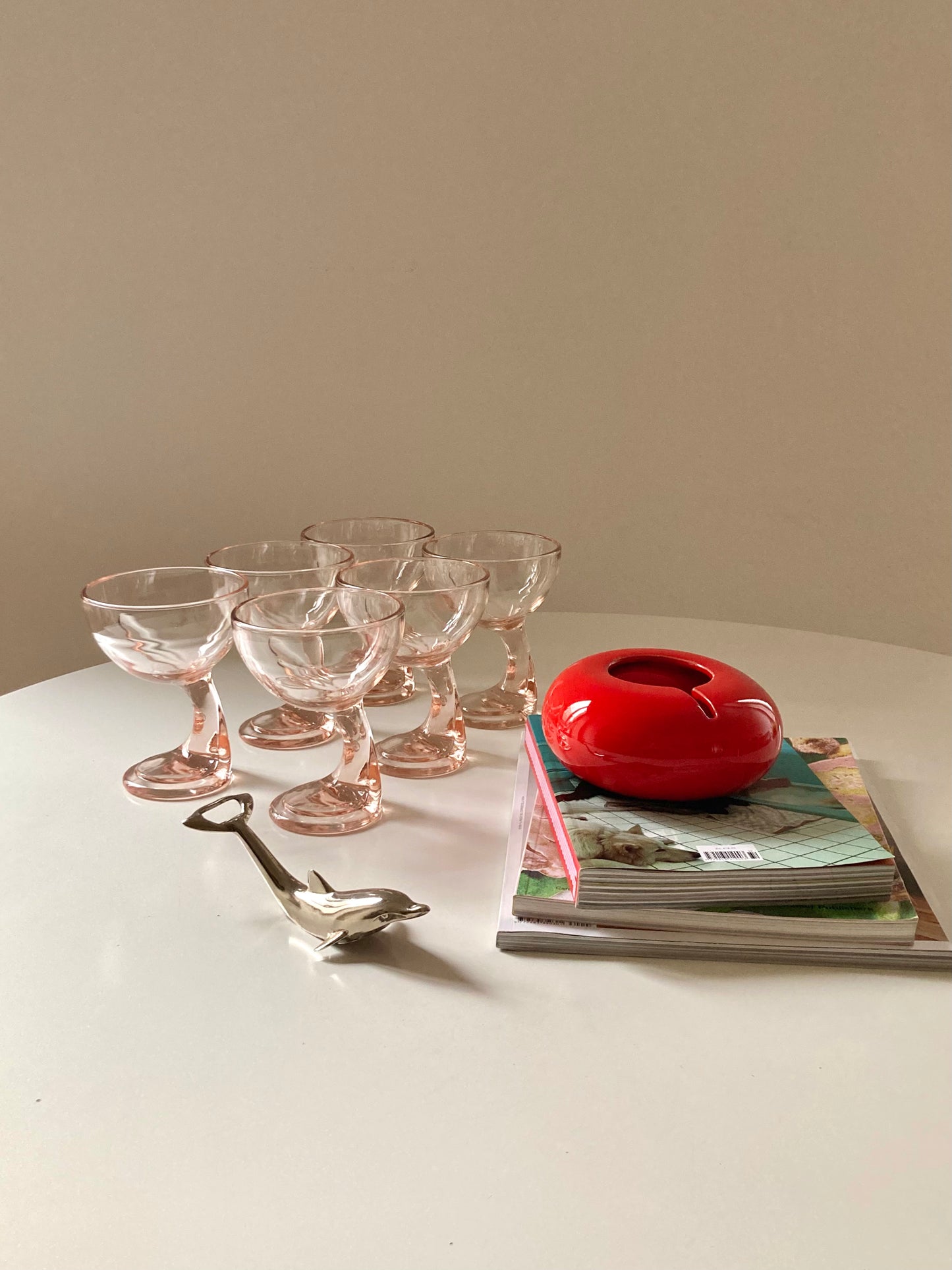 Pink glass dessert cups