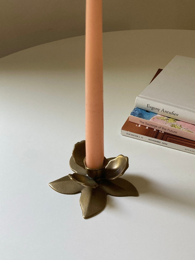 Portacandele a fiore in ottone