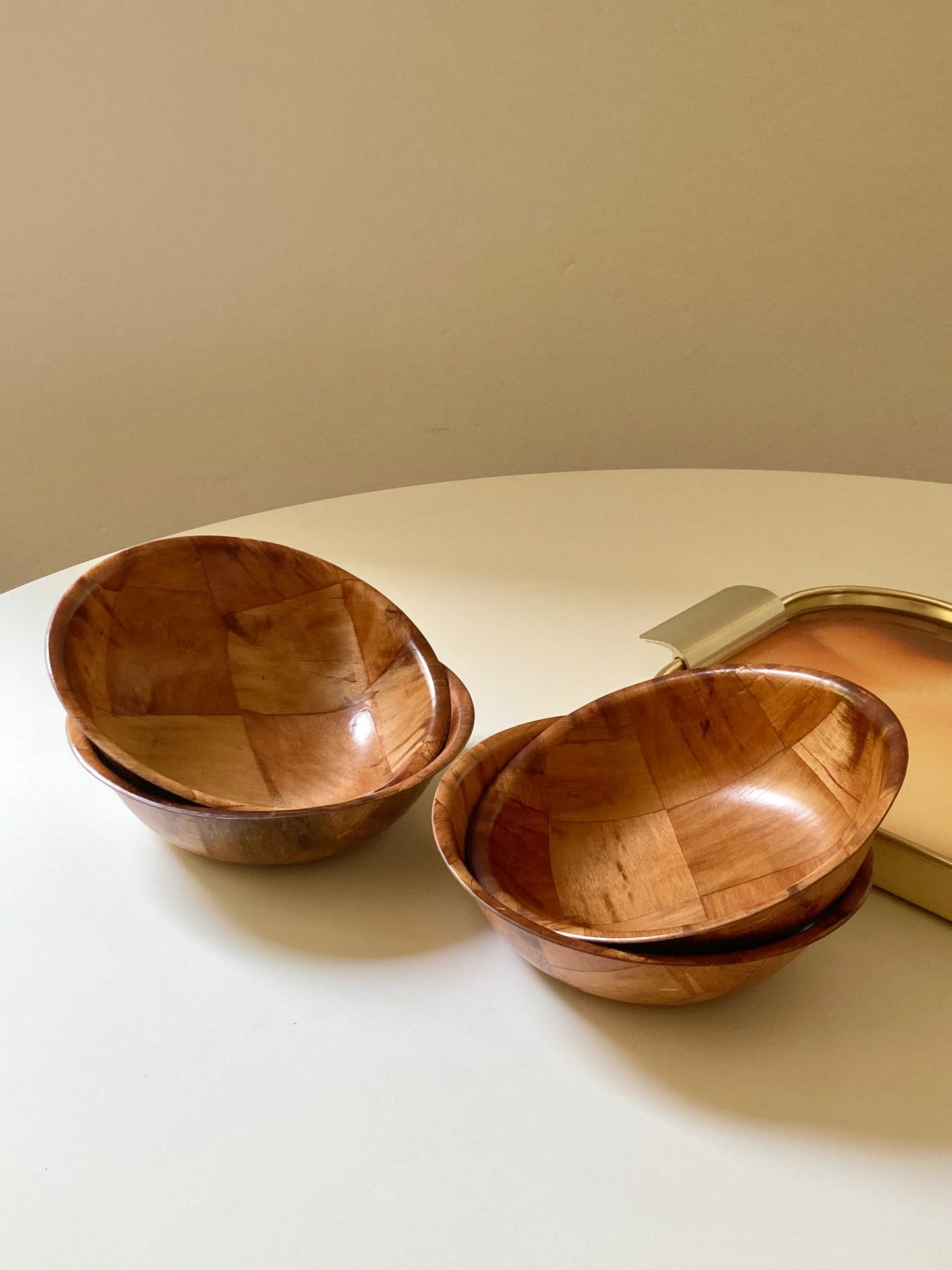 Set di 4 ciotole vintage in legno