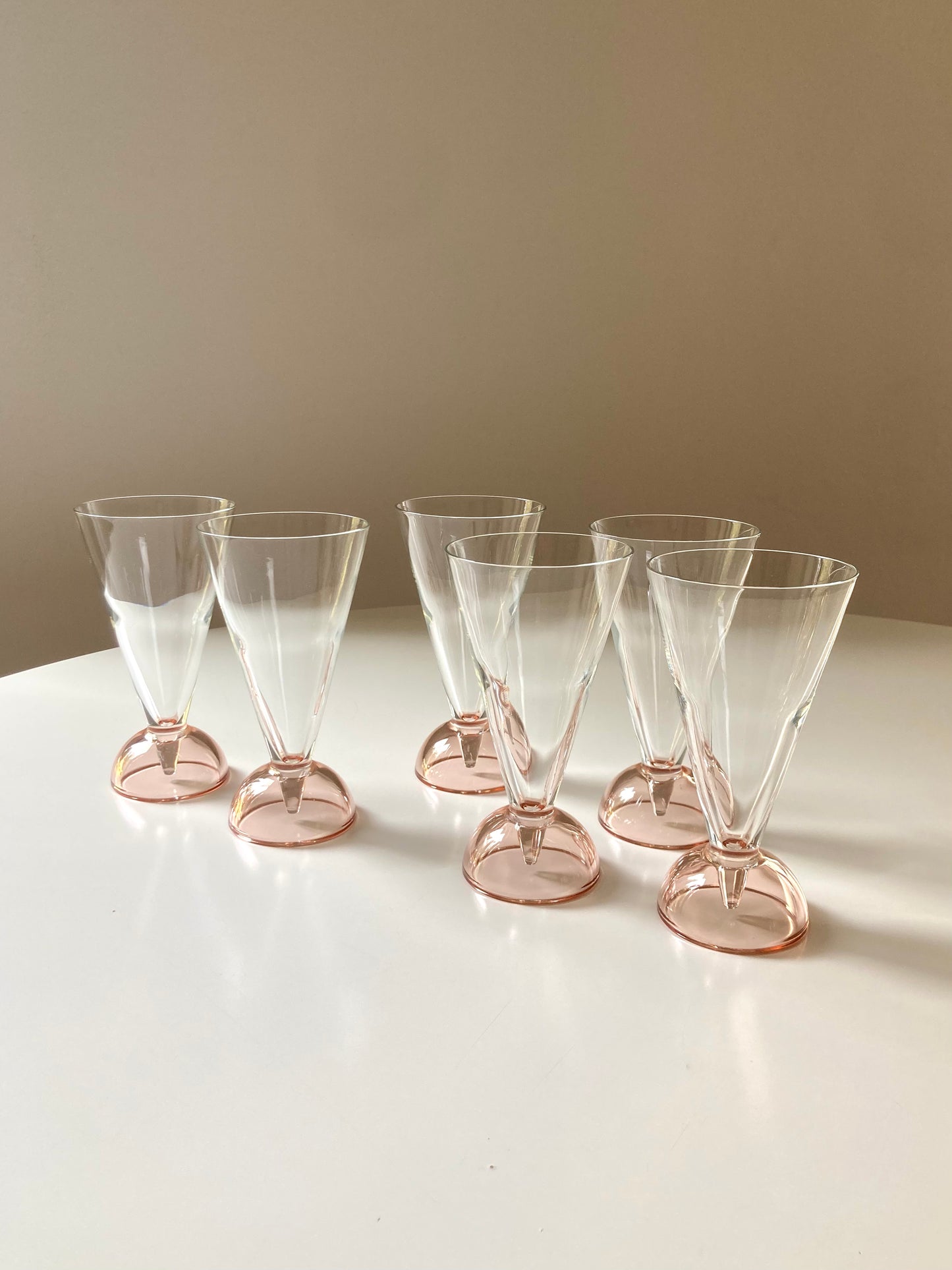 Set 6 bicchieri con base rosa