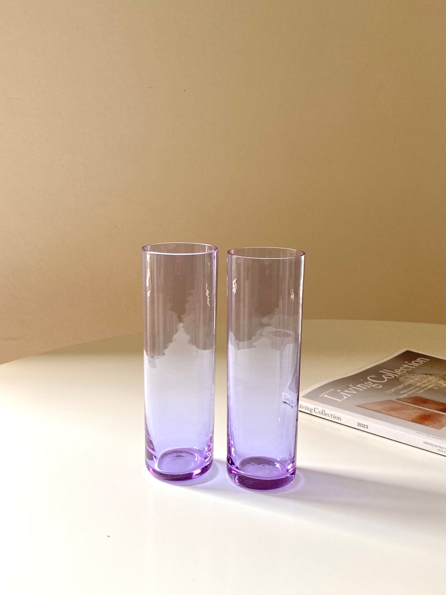 Set of 6 tall alexandrite glass glasses