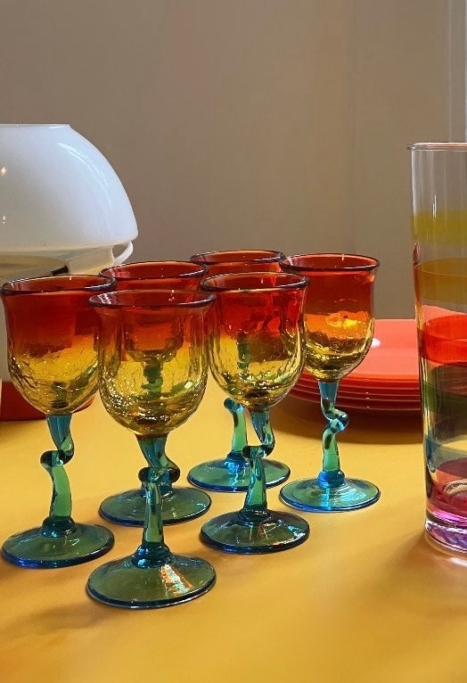 Set of 6 colored bitter glasses