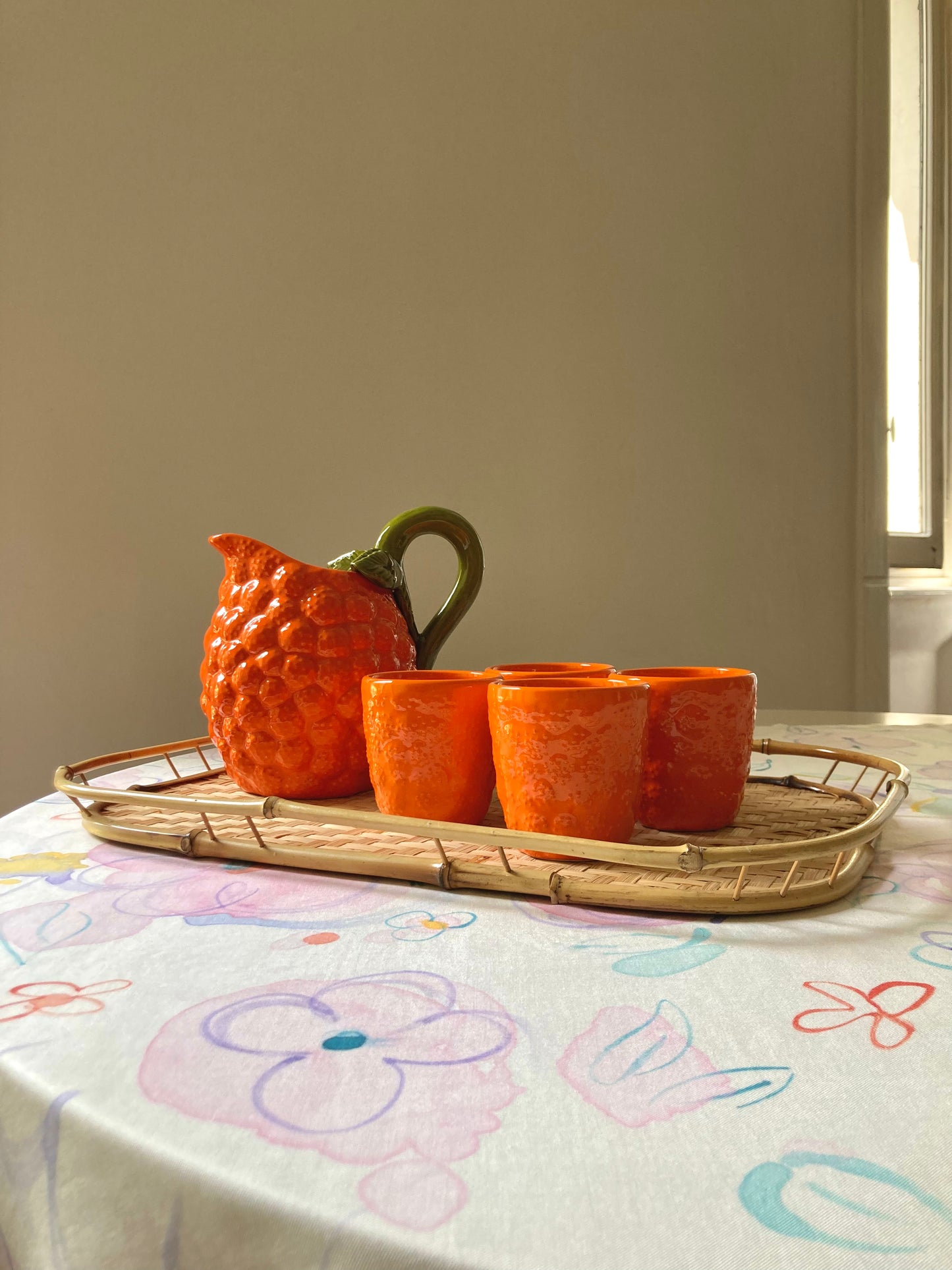 Square tablecloth 90x90 in hand-painted viscose