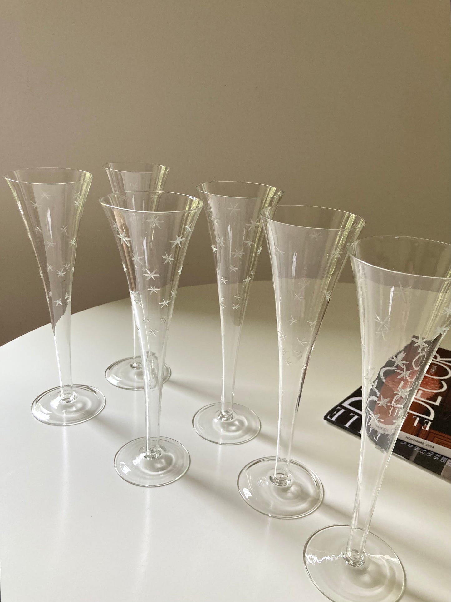 Set di 6 flute vintage con stelline