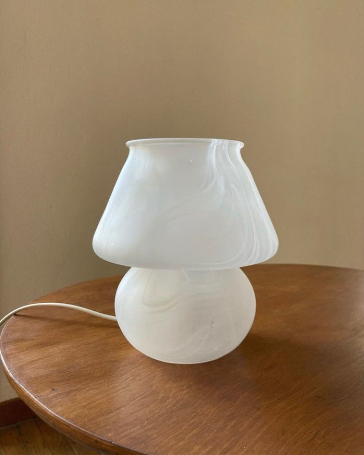 White vintage mushroom lamp