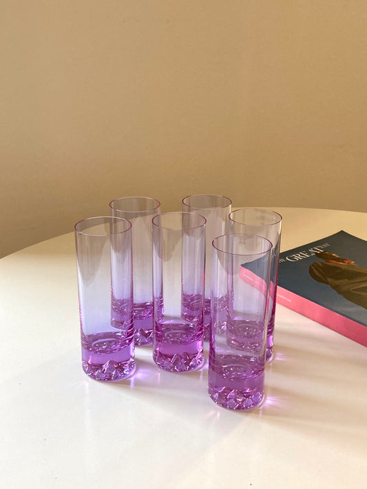 Set of 6 tall glasses in alexandrite glass