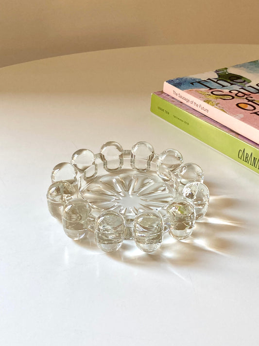 Transparent glass saucer