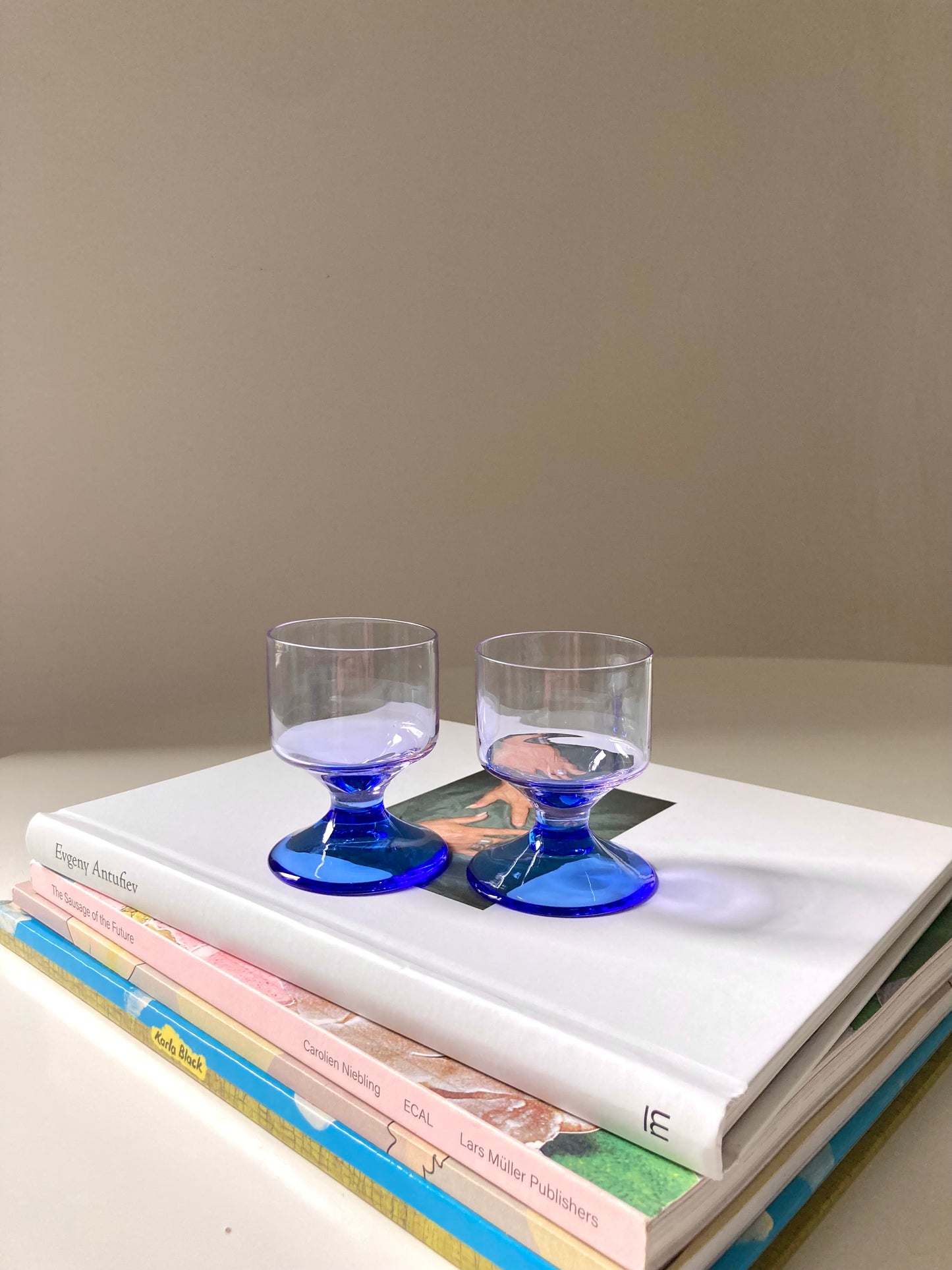 Set of 6 purple and blue bitter glasses