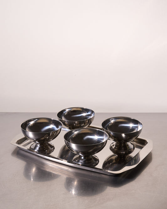 Vintage set of 4 cups with tray