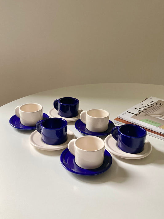 Set 6 tazzine da caffè blu e bianche