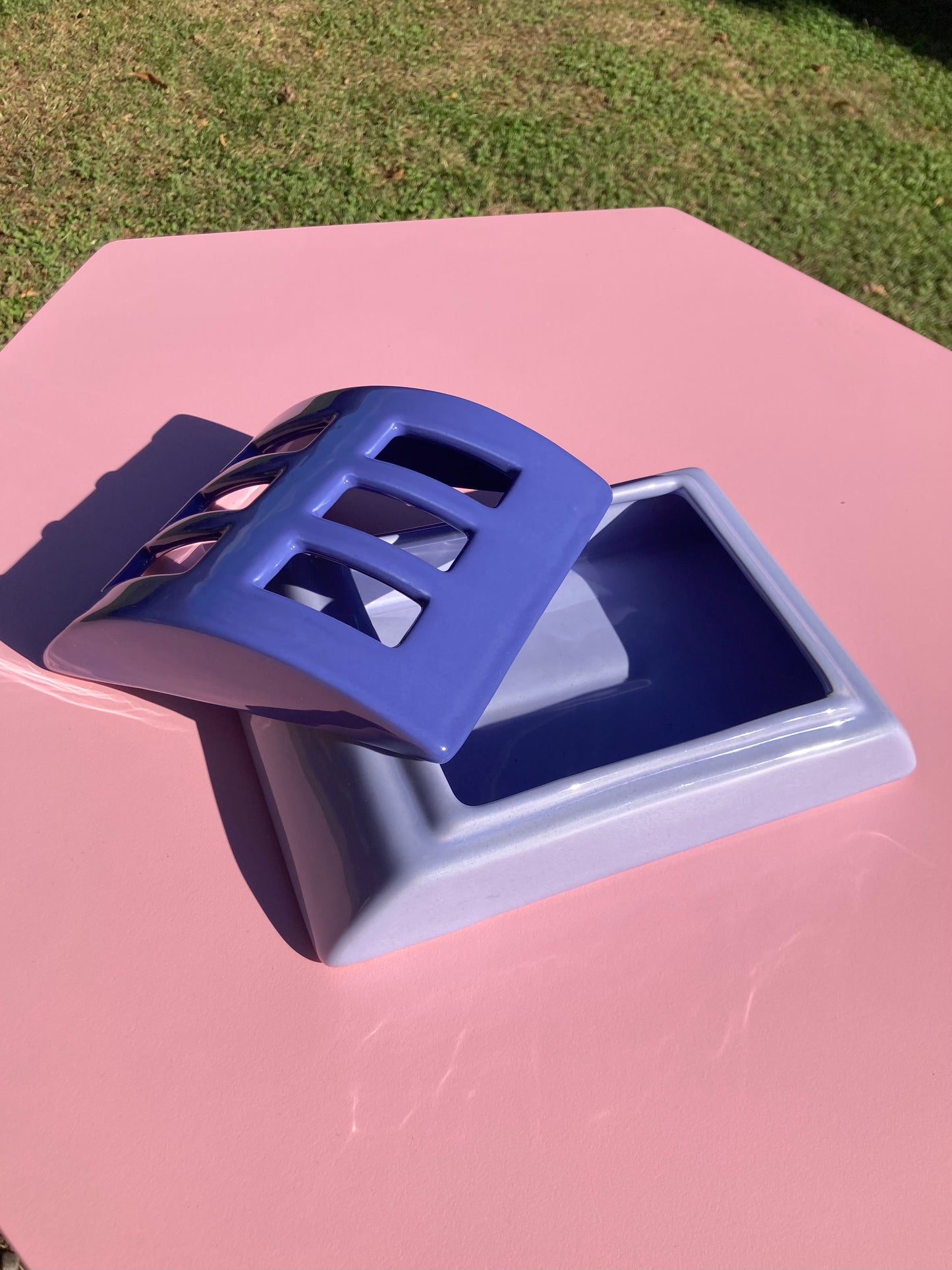 Vaso in ceramica azzurro e indaco