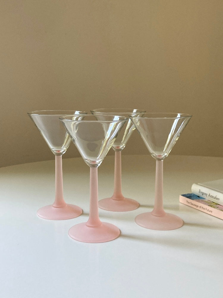 Set 4 calici coppa Martini stelo rosa satinato