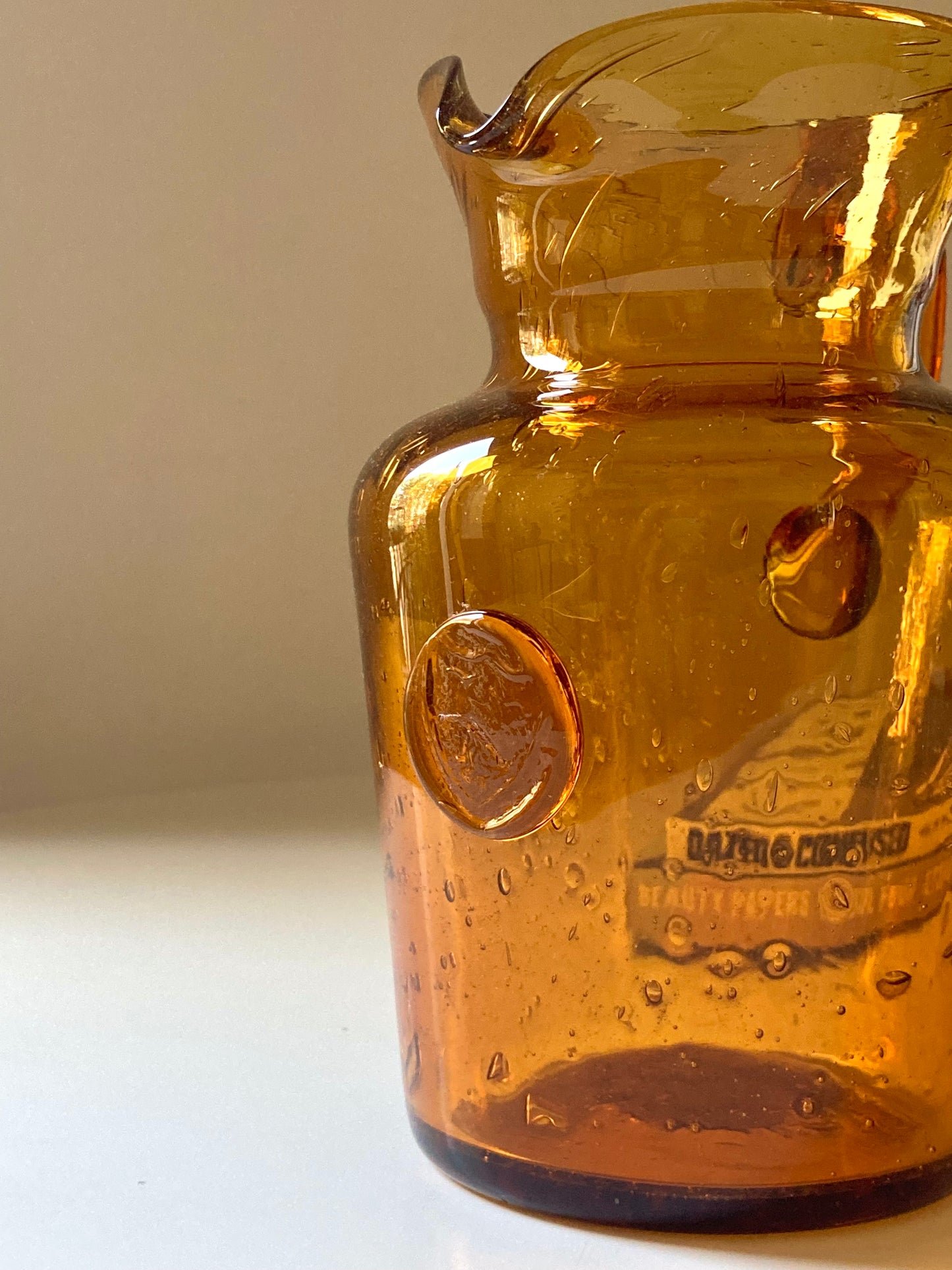 Vintage La Rochere carafe in amber glass 