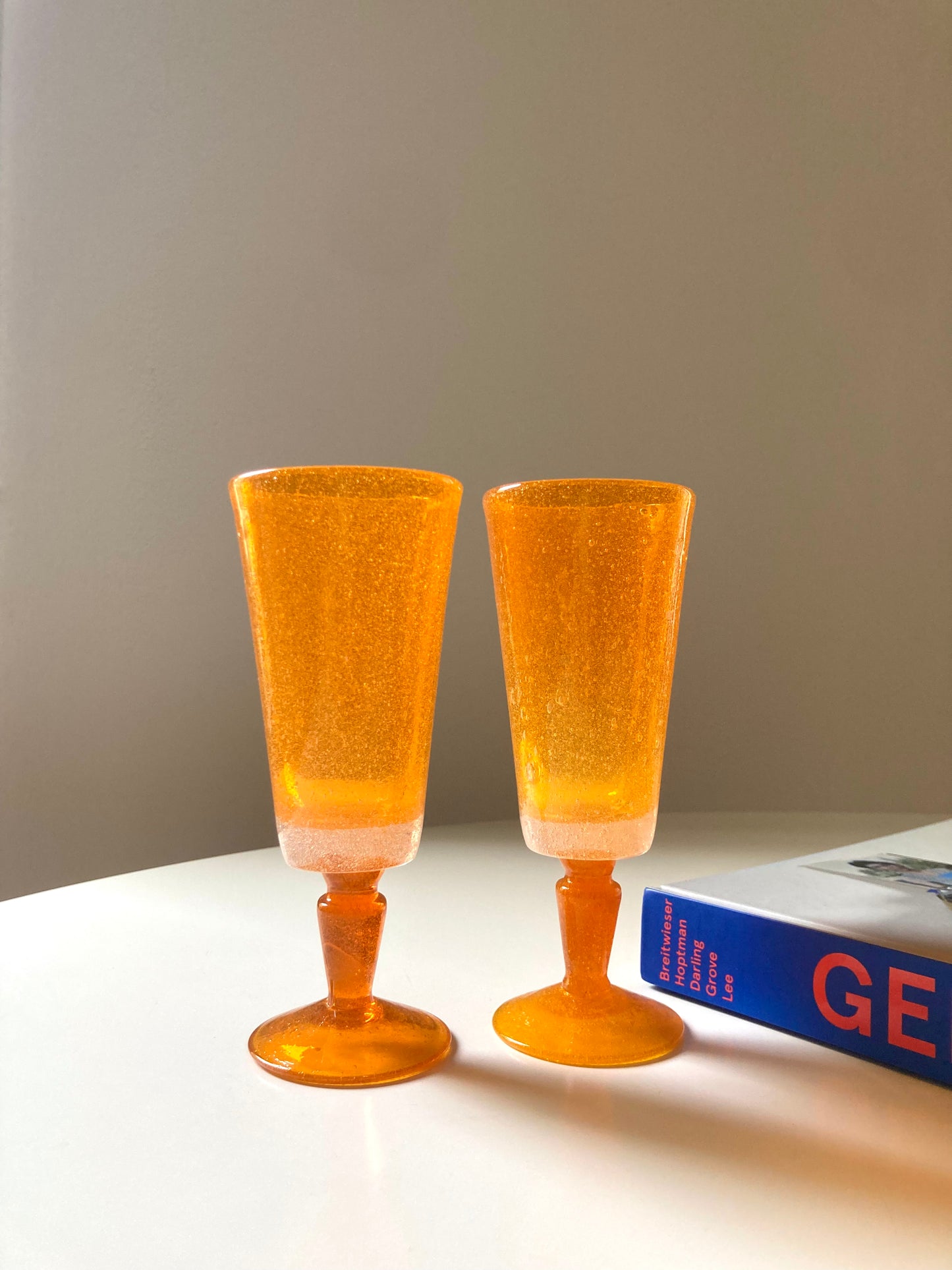 Set of 4 orange Murano glasses