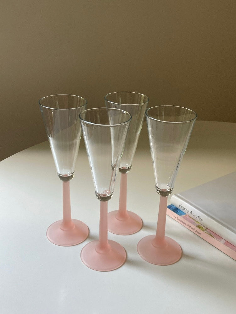 Set 4 flute stelo rosa satinato