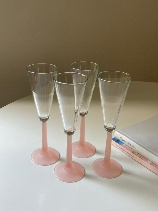 Set 4 flute stelo rosa satinato