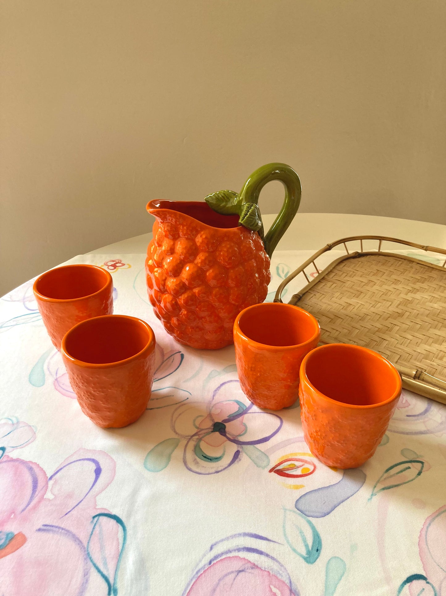 Square tablecloth 90x90 in hand-painted viscose