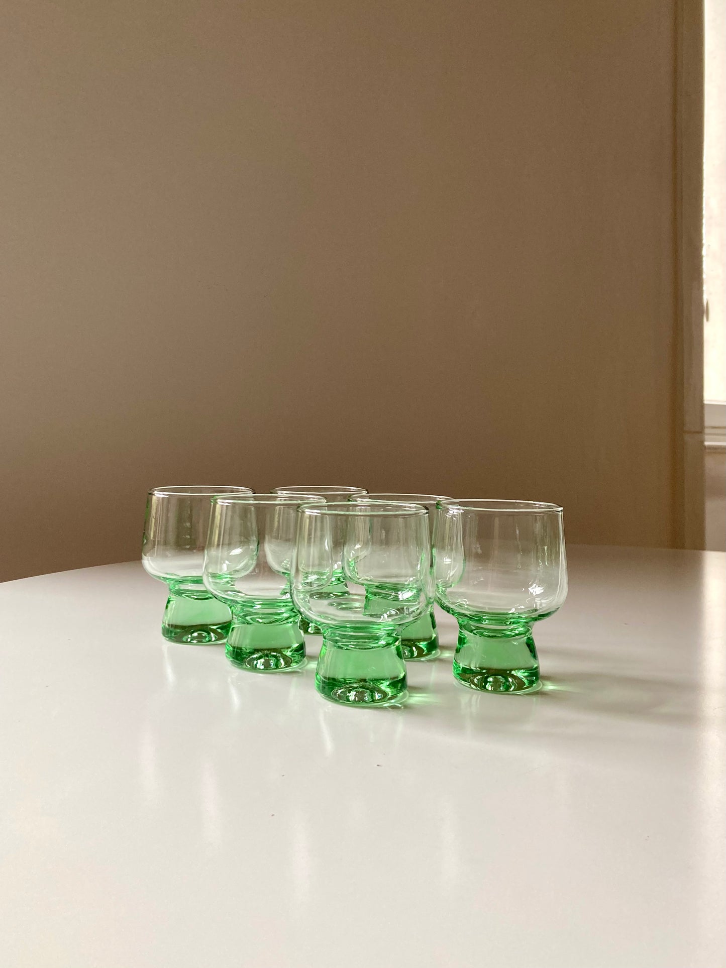 Set of 6 vintage green glasses