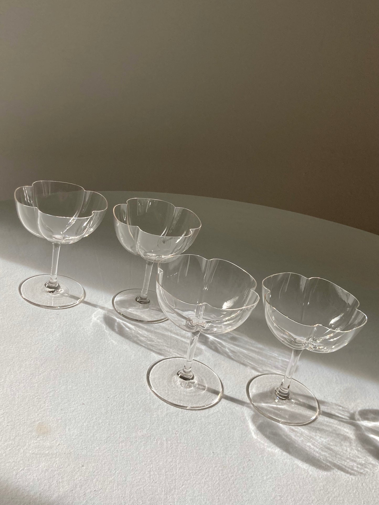 Flower-shaped blown glass goblets