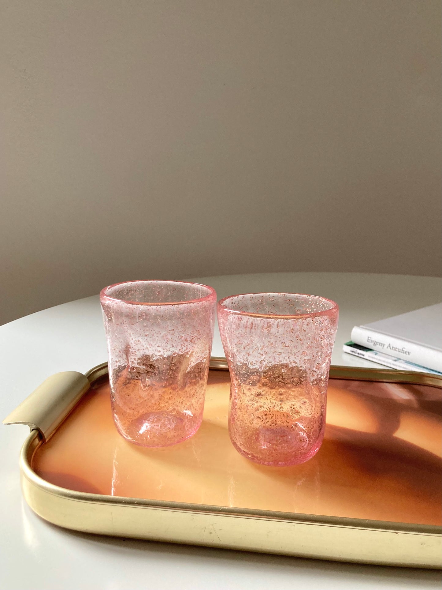 Set di goti veneziani rosa con glitter oro