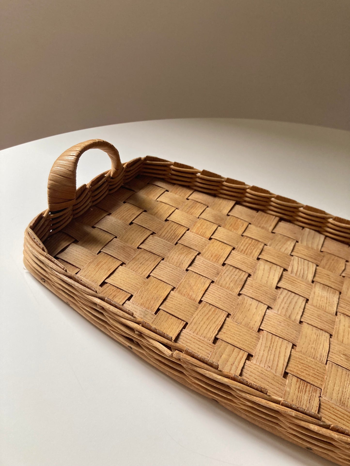 Vintage woven wooden tray