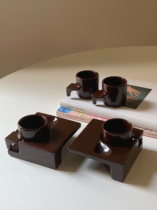 Set di tazzine da caffè color cioccolato