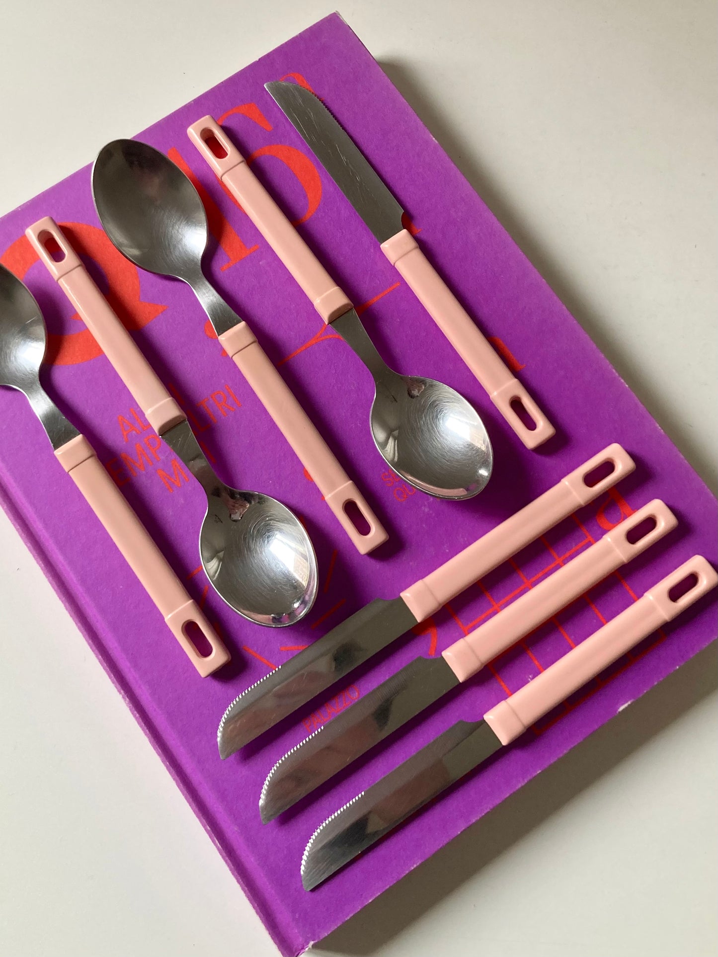 Set 8 posate Abert con manico rosa