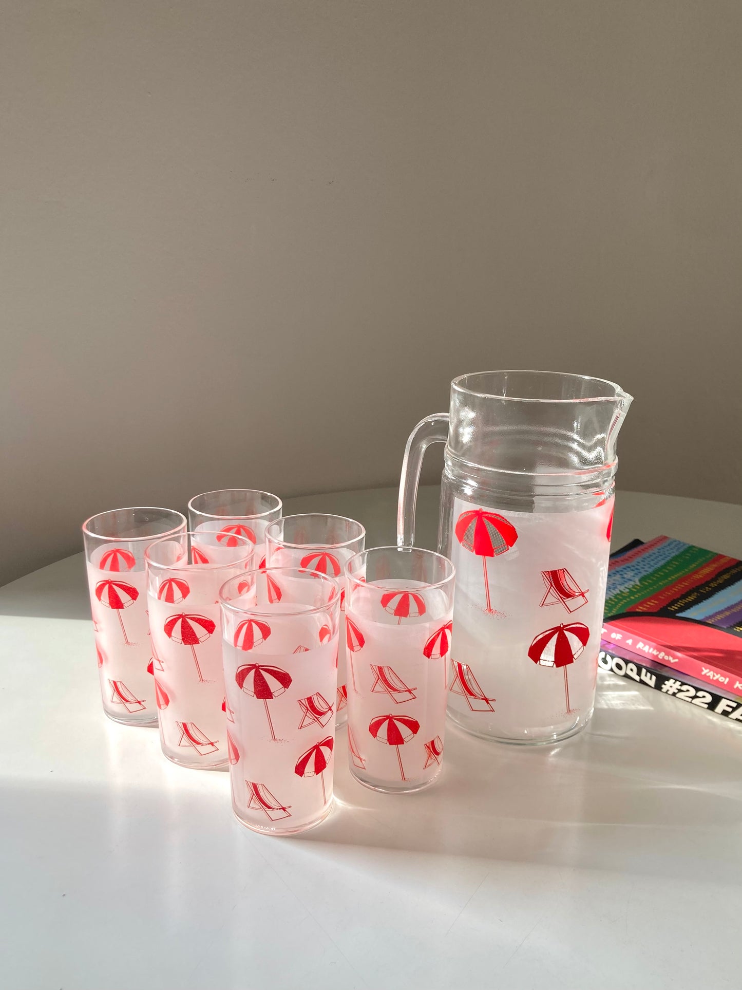 Set of 6 glasses with carafe